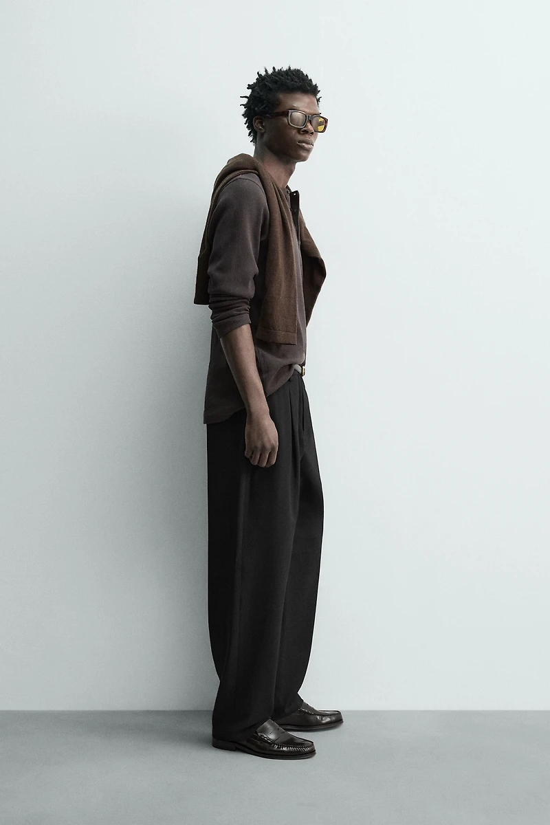 WOOL BLEND PLEATED PANTS