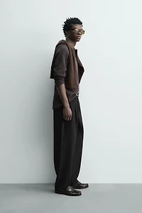 WOOL BLEND PLEATED PANTS
