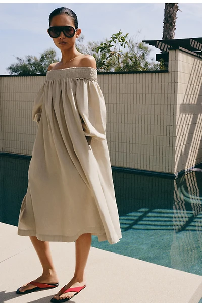 ZW COLLECTION LINEN BLEND MIDI DRESS
