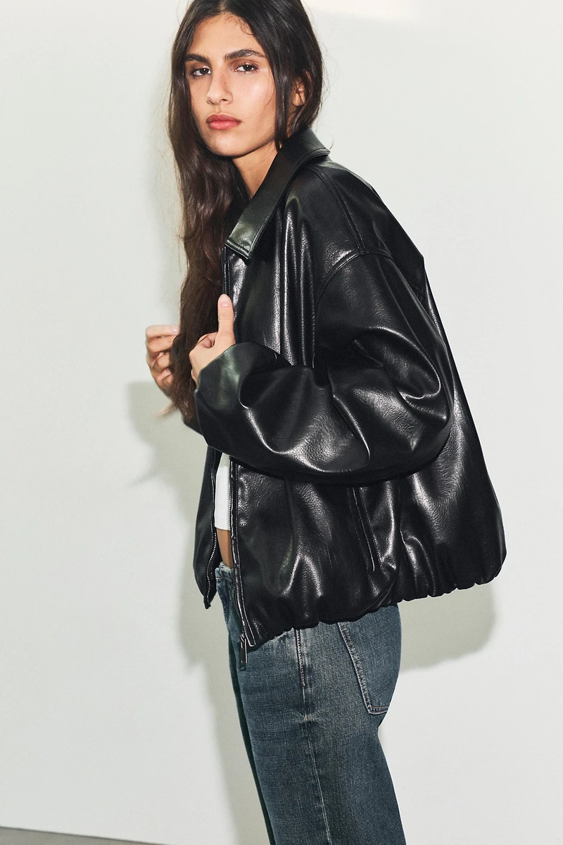 BLOUSON BOMBER EN MATIÈRE SYNTHÉTIQUE