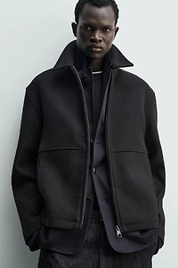 HERRINGBONE TEXTURED ZIP JACKET