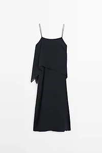 Midi dress with asymmetric ruffle detail