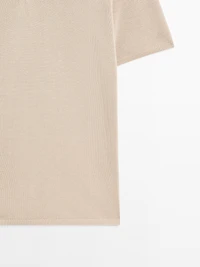 Textured cotton knit polo shirt