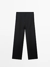Flowing textured satin trousers