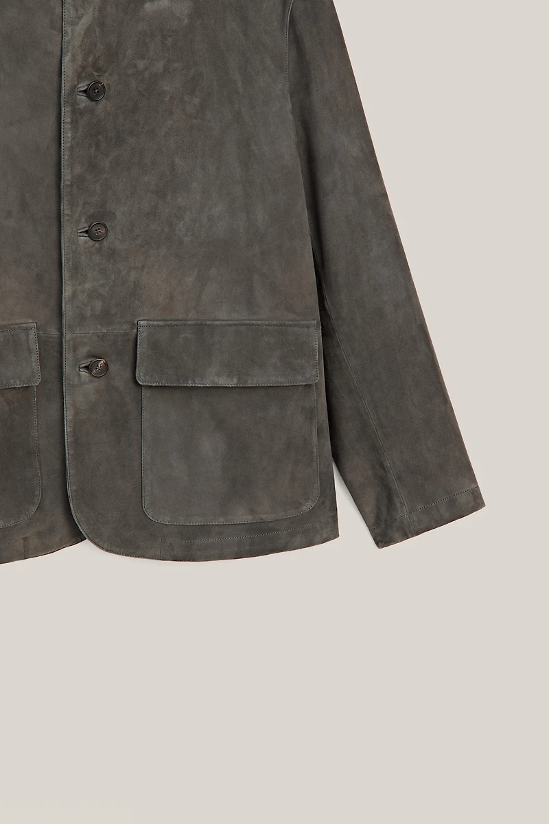 Surchemise col à patte en cuir et daim - LIMITED EDITION