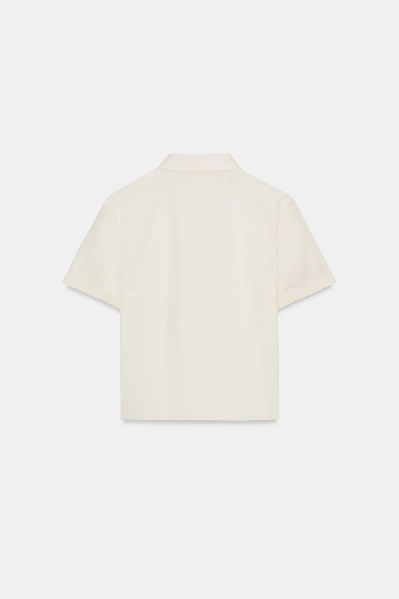 RUFFLED POPLIN SHIRT WITH STUDS