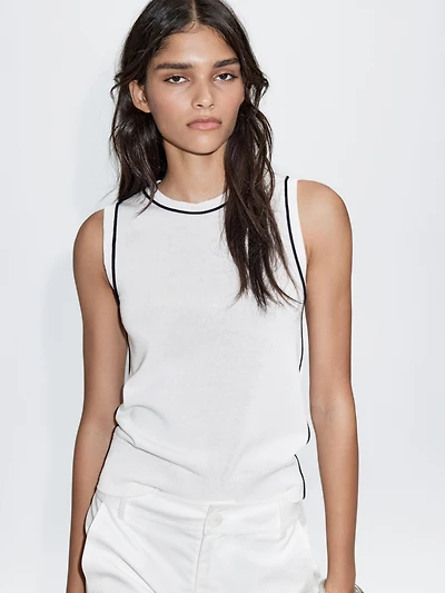 Knit top with contrast detail
