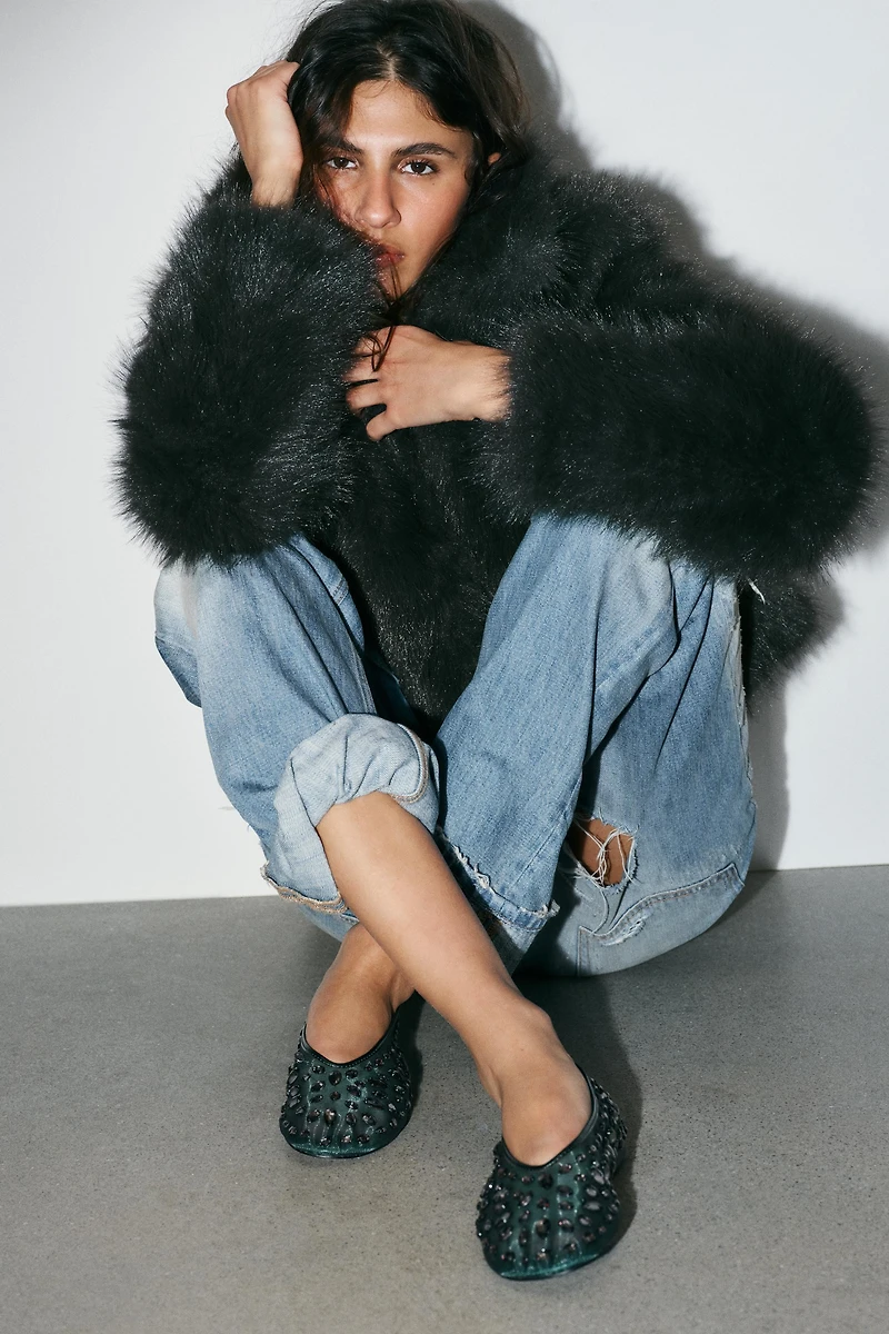 SHINY MESH BALLET FLATS