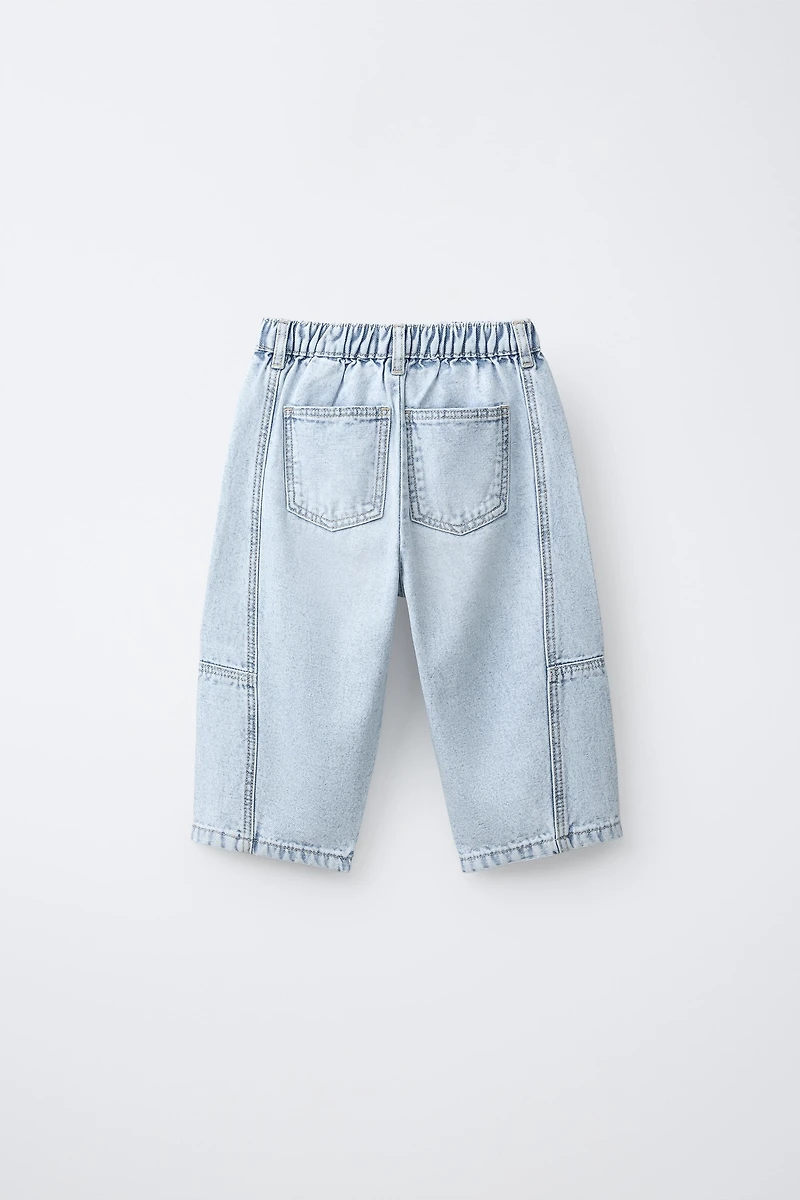 SEAMED CANVAS BARREL JEANS