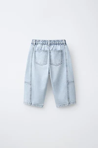 SEAMED CANVAS BARREL JEANS