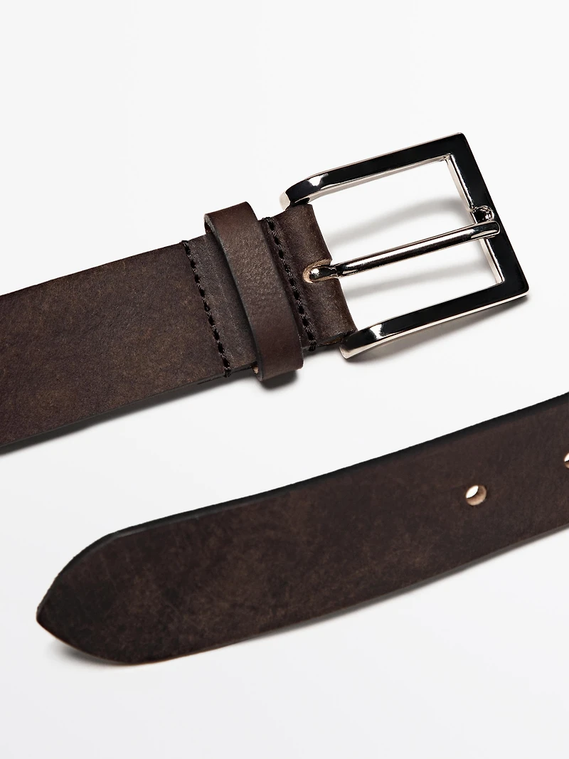 Distressed leather belt