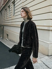 Straight-leg mid-rise flocked jeans