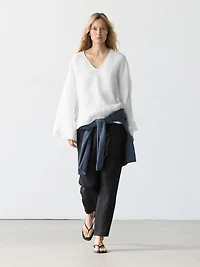 Blouse fluide gaufrée 100 % lin