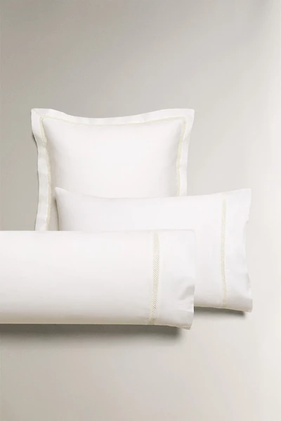SATEEN PILLOWCASE WITH HEMSTITCHING EMBROIDERY