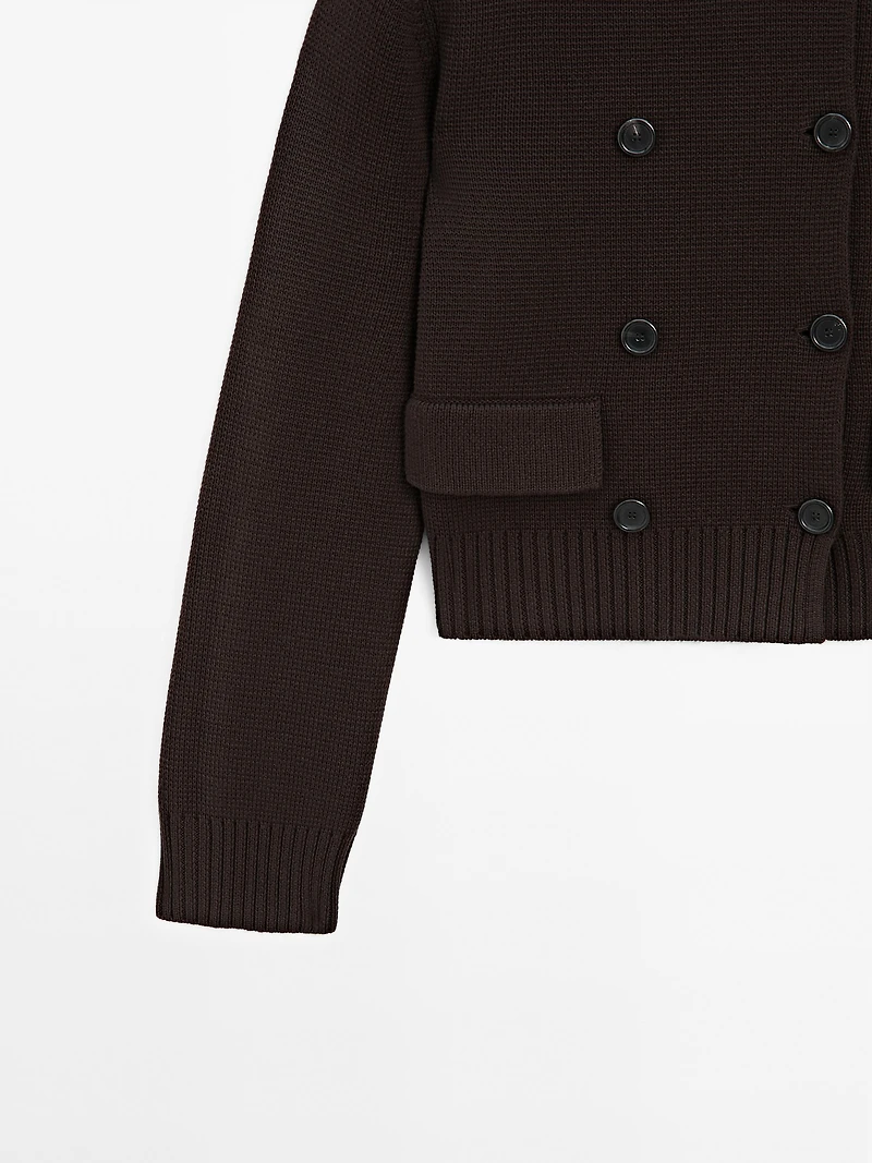 Gilet en maille à double boutonnage 100 % coton