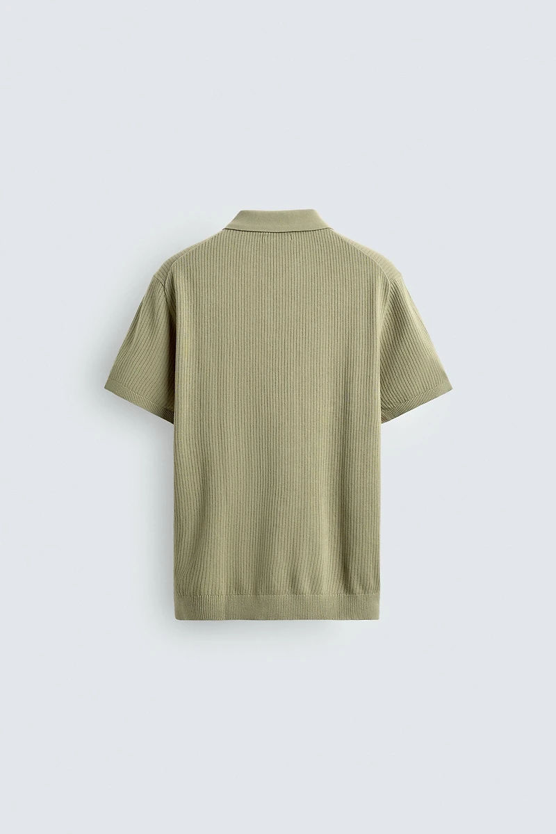 RIBBED KNIT POLO SHIRT