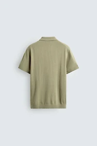 RIBBED KNIT POLO SHIRT