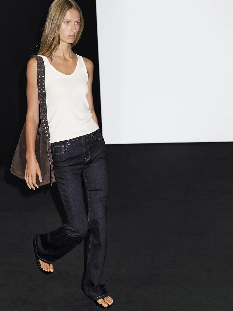 High waist bell bottom skinny jeans