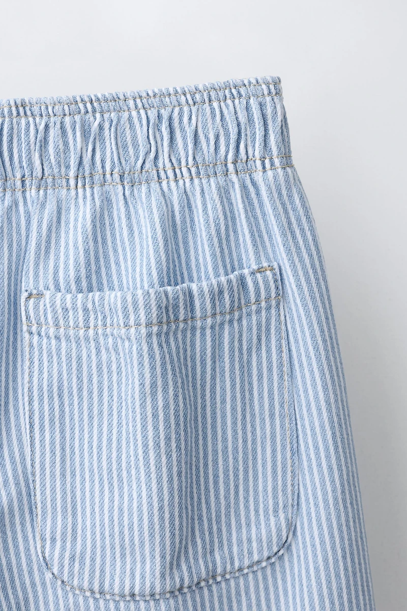 FLOWY STRIPED BARREL PANTS