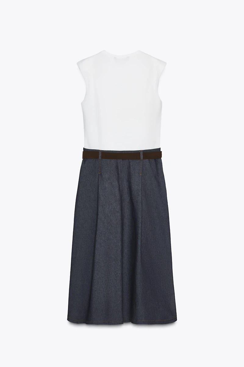 BELTED COMBINATION DRESS