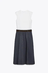 BELTED COMBINATION DRESS