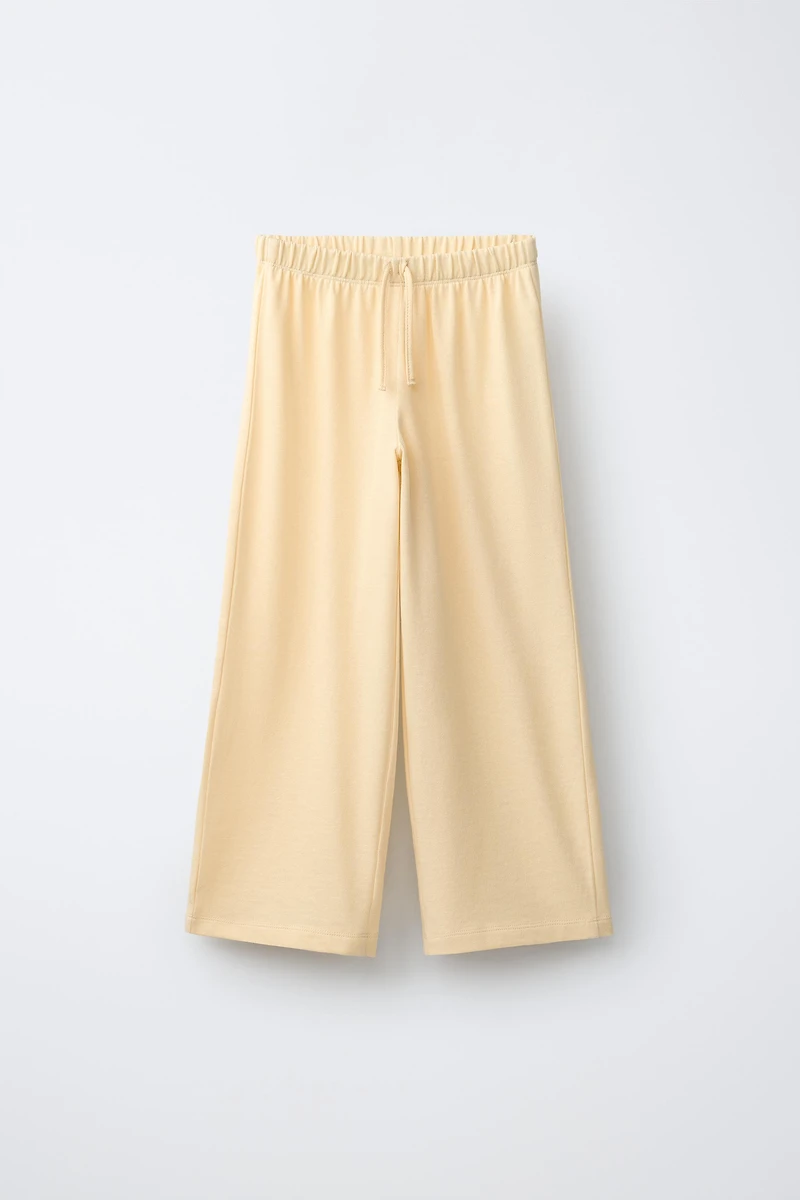 PLAIN WIDE LEG T-SHIRT AND PANTS SET