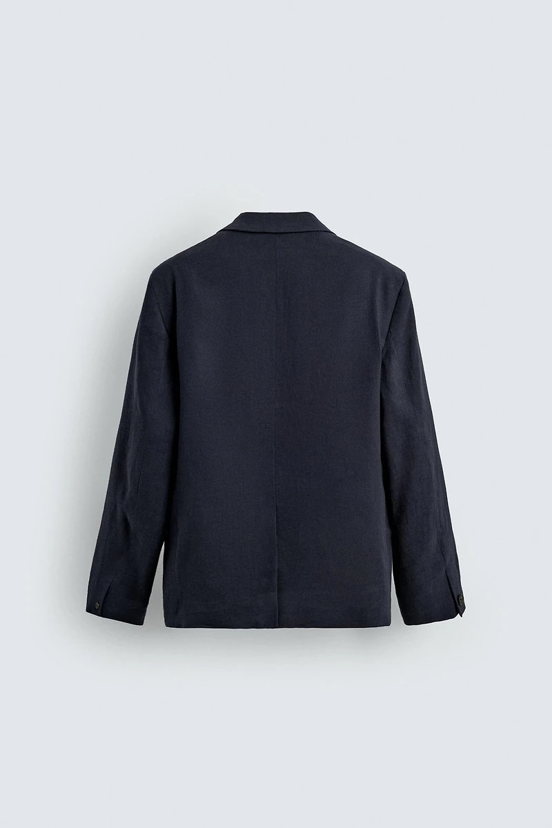 DOUBLE BREASTED LINEN - COTTON SUIT JACKET