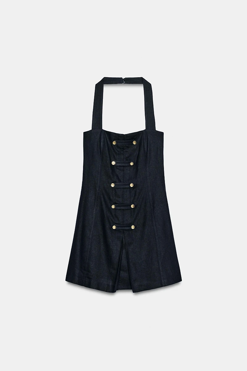 LINEN TOGGLE MINI DRESS