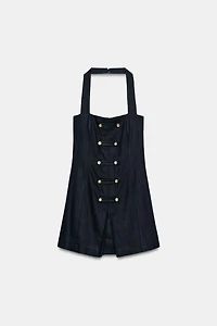 LINEN TOGGLE MINI DRESS
