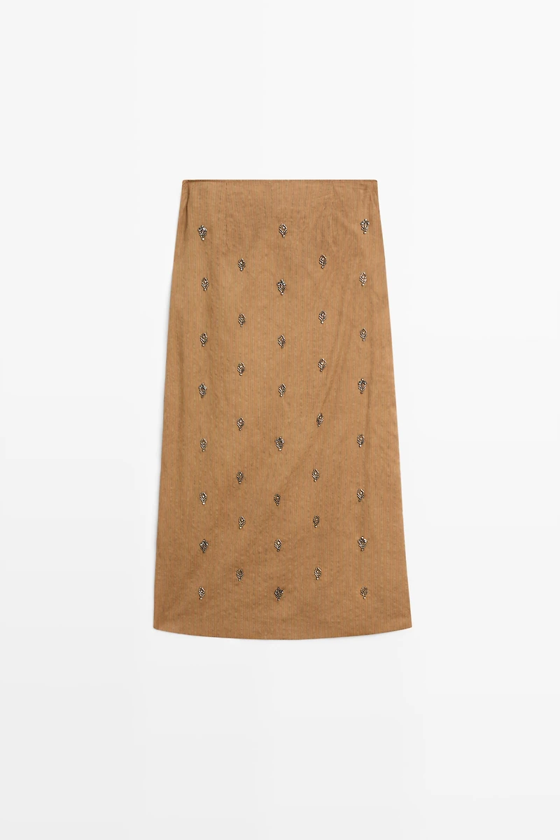Midi pareo skirt with appliqués