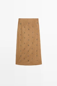 Midi pareo skirt with appliqués