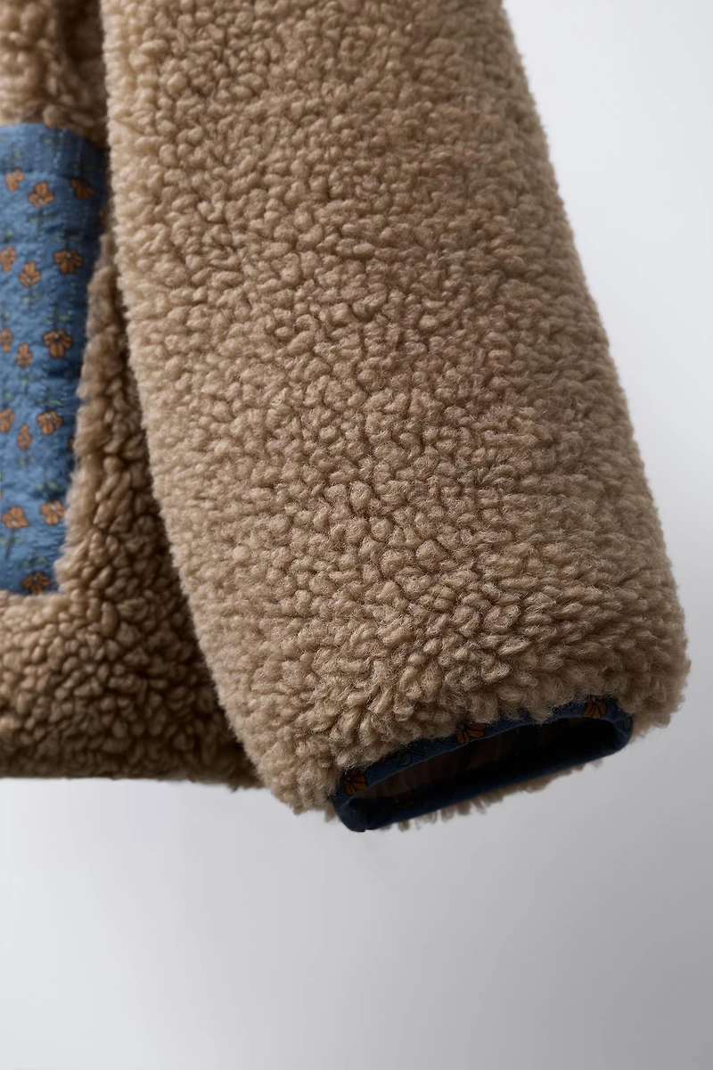 PATCHWORK FLEECE JACKET WITH FLOWERS