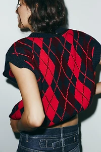 GILET OVERSIZE EN MAILLE LOSANGES