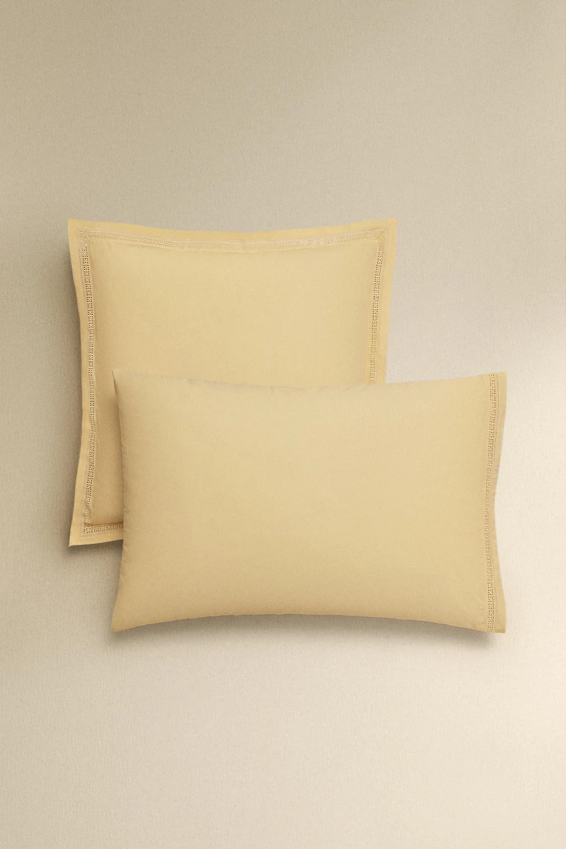 OPENWORK EMBROIDERED PILLOWCASE