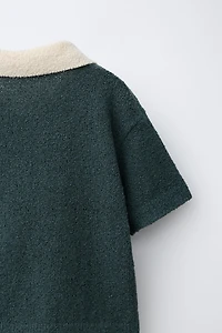 CONTRAST COLLAR KNIT POLO SHIRT