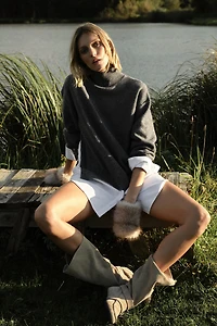 COMBINATION POPLIN KNIT SWEATER