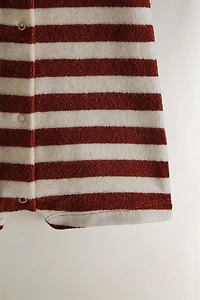 BABY STRIPED TERRY FOOTED ROMPER