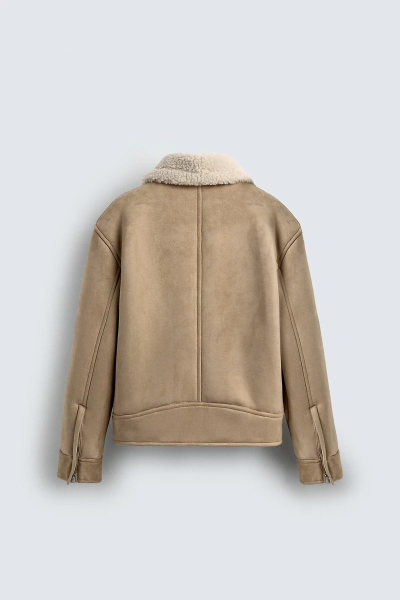 DOUBLE FACED FAUX SUEDE JACKET