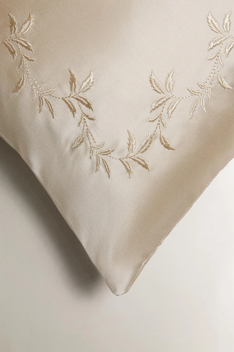 LEAF SATEEN THROW PILLOW COVER