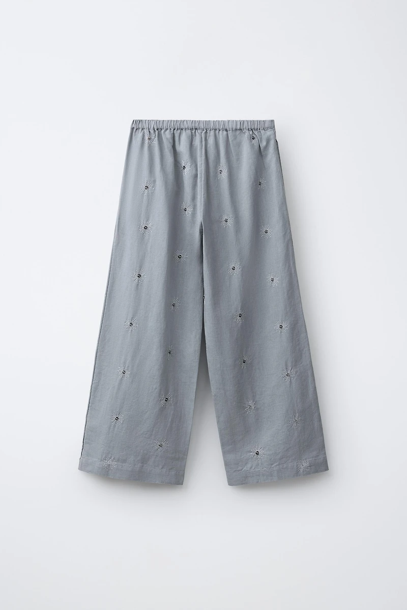 SEQUIN COTTON AND LINEN PANTS