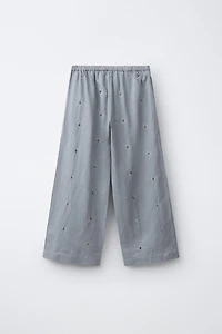 SEQUIN COTTON AND LINEN PANTS
