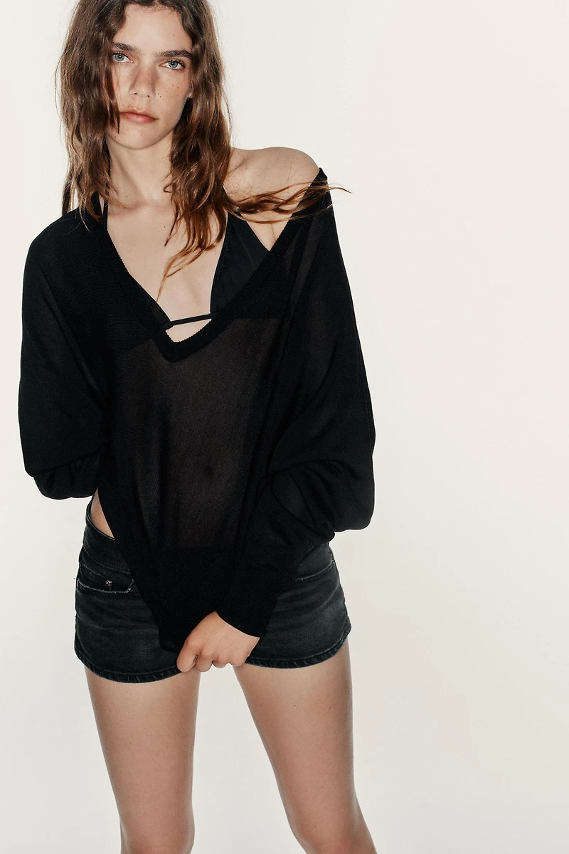 TRF LOW-RISE DENIM MINI SHORTS
