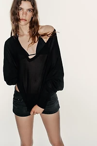 TRF LOW-RISE DENIM MINI SHORTS