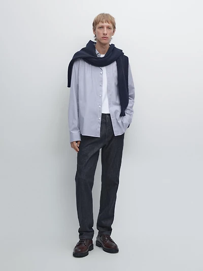 Chemise regular en popeline à rayures