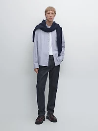 Chemise regular en popeline à rayures