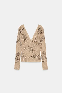 BEADED EMBROIDERED TOP