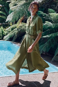 BELTED MIDI SHIRT DRESS