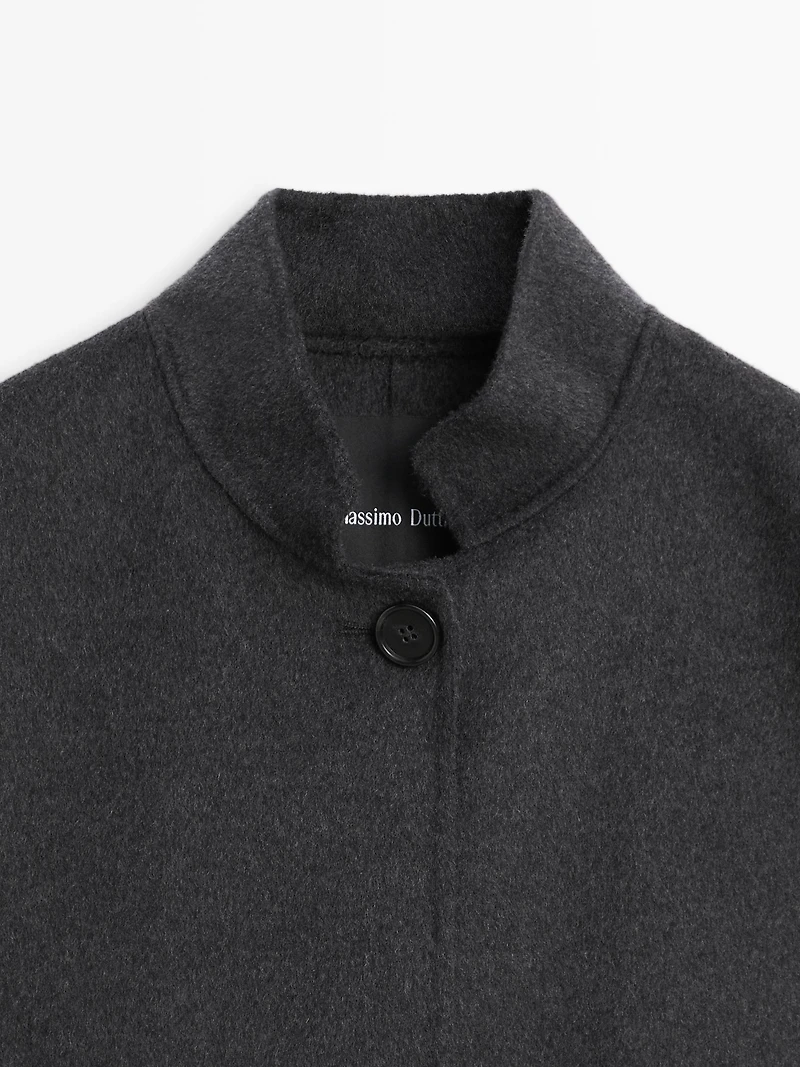 Wool blend high neck coat