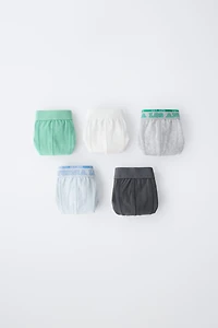 AGES 6-14 / FIVE-PACK OF TEXT PRINT BOXERS