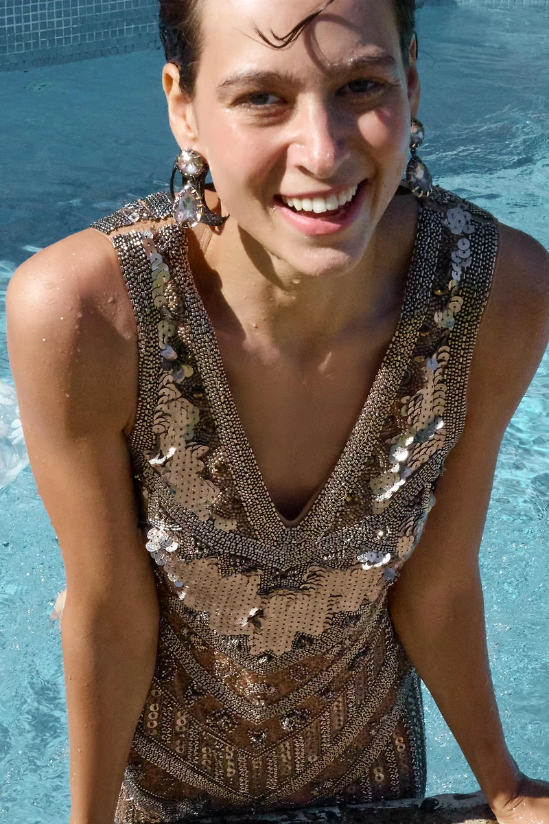 LIMITED EDITION BEADED SEQUIN MINI DRESS